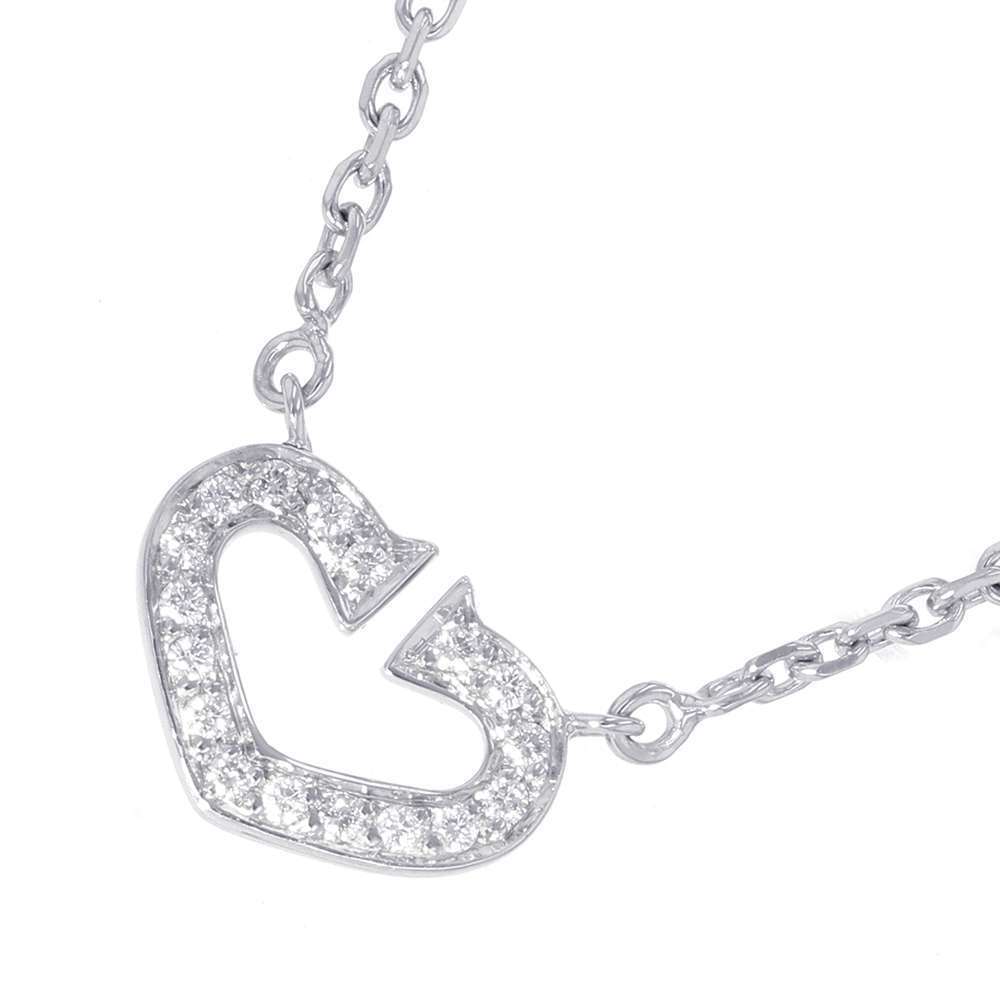 Cartier Necklace C Heart Diamond K18wg White Gold